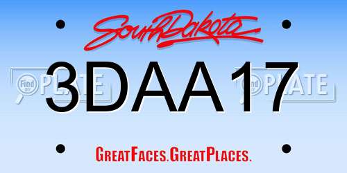 3DAA17 South Dakota License Plate