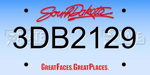 3DB2129 South Dakota License Plate