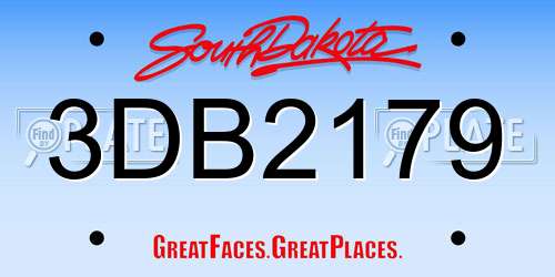3DB2179 South Dakota License Plate