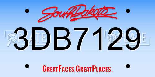 3DB7129 South Dakota License Plate