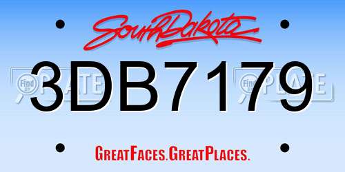3DB7179 South Dakota License Plate
