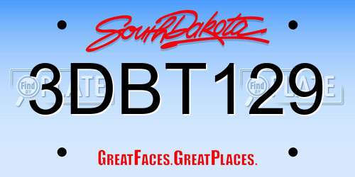 3DBT129 South Dakota License Plate