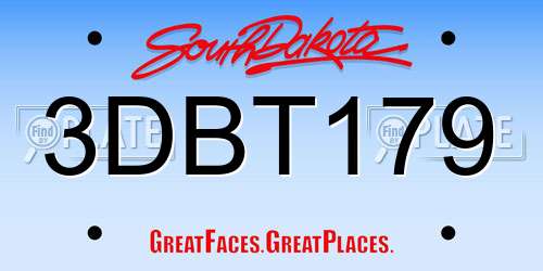 3DBT179 South Dakota License Plate