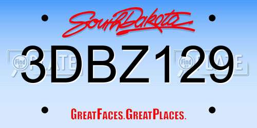 3DBZ129 South Dakota License Plate