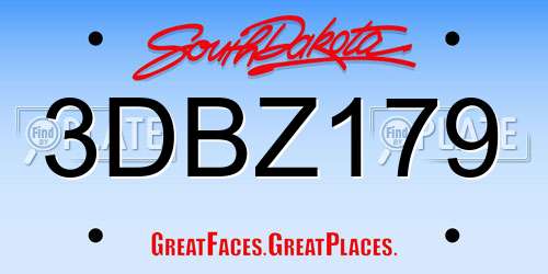 3DBZ179 South Dakota License Plate