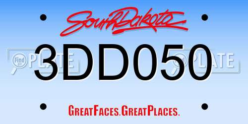 3DD050 South Dakota License Plate