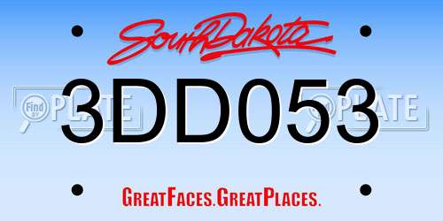 3DD053 South Dakota License Plate