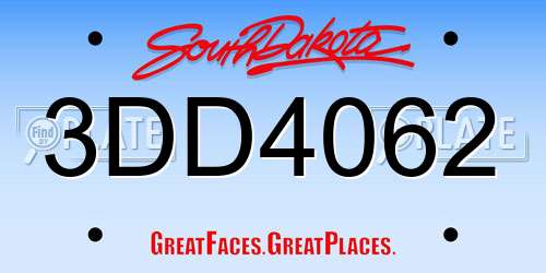 3DD4062 South Dakota License Plate