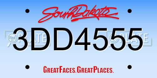 3DD4555 South Dakota License Plate