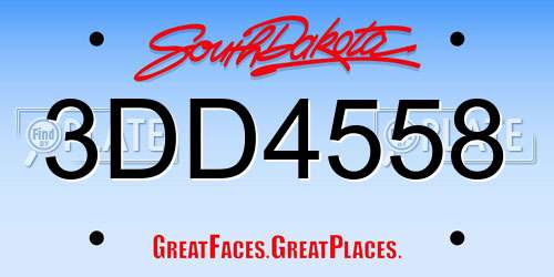 3DD4558 South Dakota License Plate