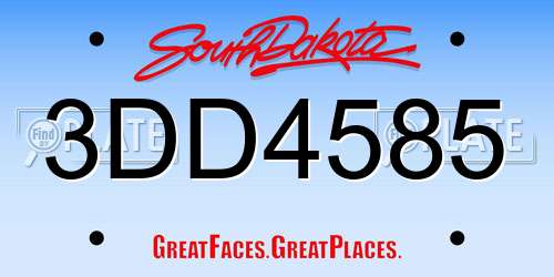 3DD4585 South Dakota License Plate