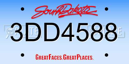 3DD4588 South Dakota License Plate
