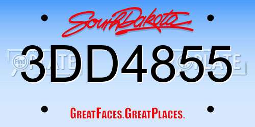 3DD4855 South Dakota License Plate