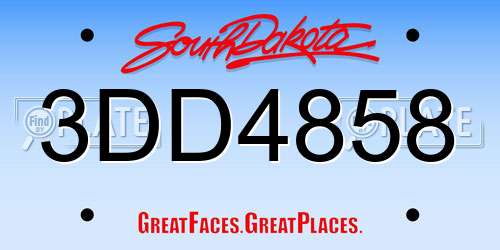 3DD4858 South Dakota License Plate