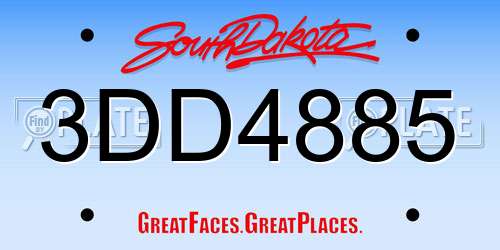 3DD4885 South Dakota License Plate