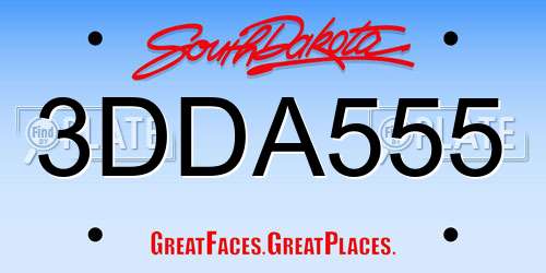3DDA555 South Dakota License Plate