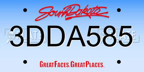 3DDA585 South Dakota License Plate