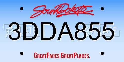 3DDA855 South Dakota License Plate