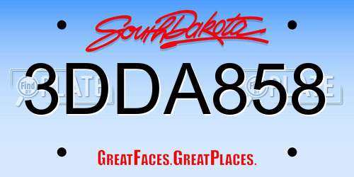 3DDA858 South Dakota License Plate