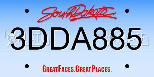 3DDA885 South Dakota License Plate