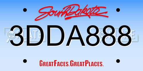 3DDA888 South Dakota License Plate