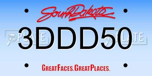 3DDD50 South Dakota License Plate