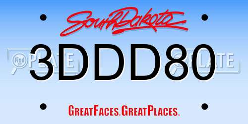 3DDD80 South Dakota License Plate