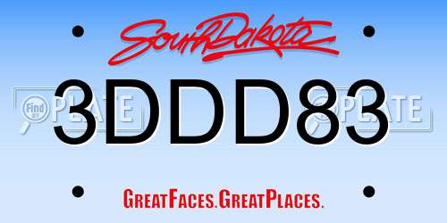 3DDD83 South Dakota License Plate