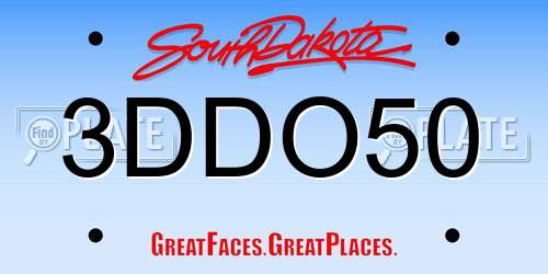 3DDO50 South Dakota License Plate