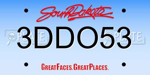 3DDO53 South Dakota License Plate