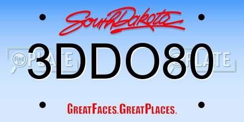 3DDO80 South Dakota License Plate