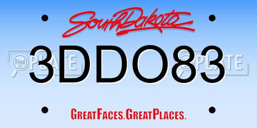 3DDO83 South Dakota License Plate