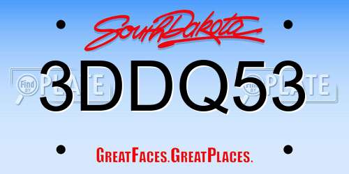 3DDQ53 South Dakota License Plate