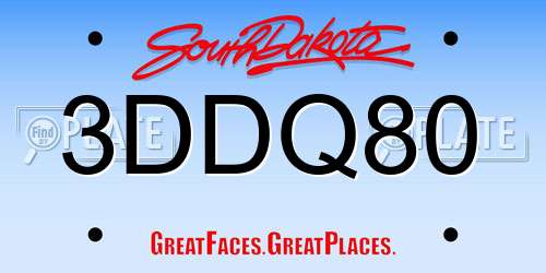 3DDQ80 South Dakota License Plate
