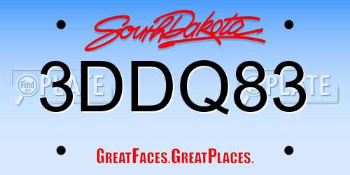 3DDQ83 South Dakota License Plate