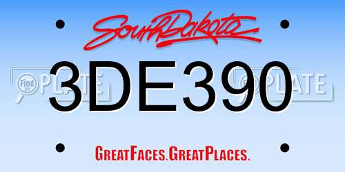 3DE390 South Dakota License Plate