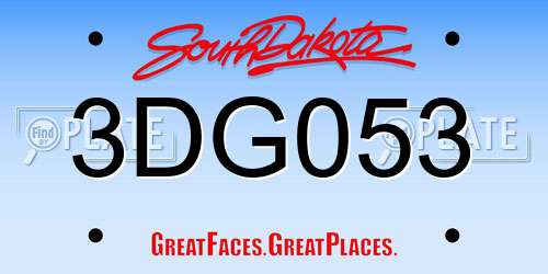 3DG053 South Dakota License Plate
