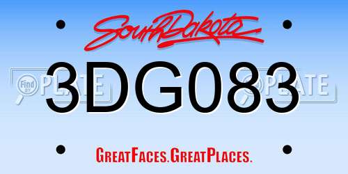 3DG083 South Dakota License Plate