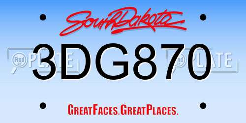 3DG870 South Dakota License Plate