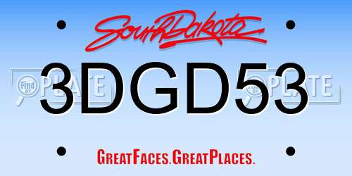 3DGD53 South Dakota License Plate