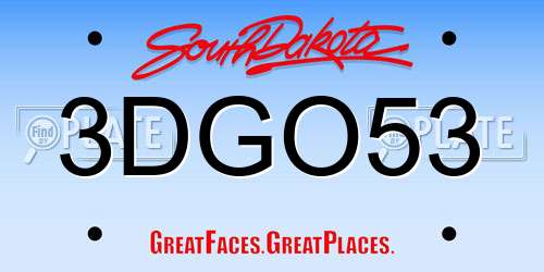 3DGO53 South Dakota License Plate