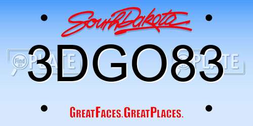 3DGO83 South Dakota License Plate