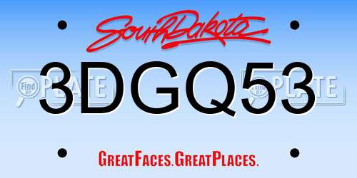3DGQ53 South Dakota License Plate