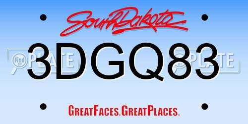 3DGQ83 South Dakota License Plate