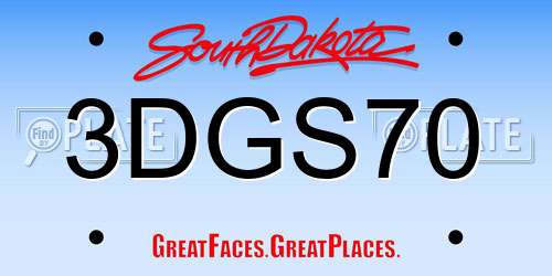 3DGS70 South Dakota License Plate