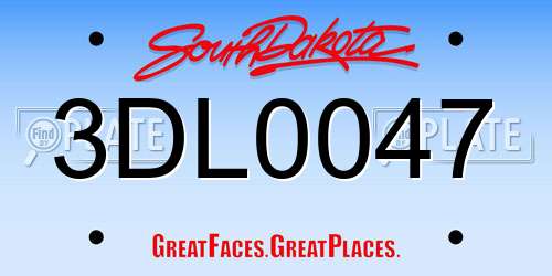 3DL0047 South Dakota License Plate