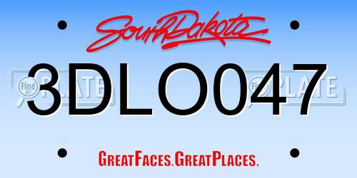 3DLO047 South Dakota License Plate