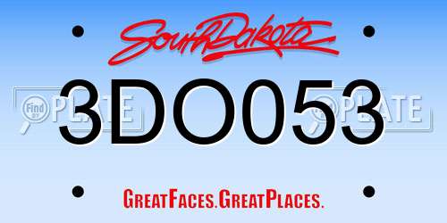 3DO053 South Dakota License Plate