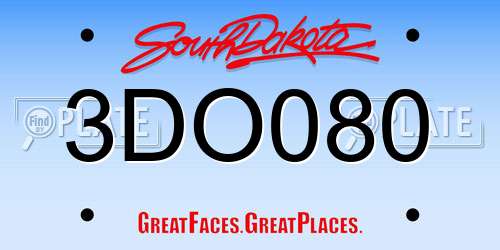 3DO080 South Dakota License Plate