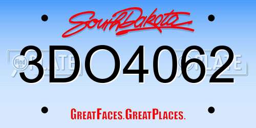 3DO4062 South Dakota License Plate